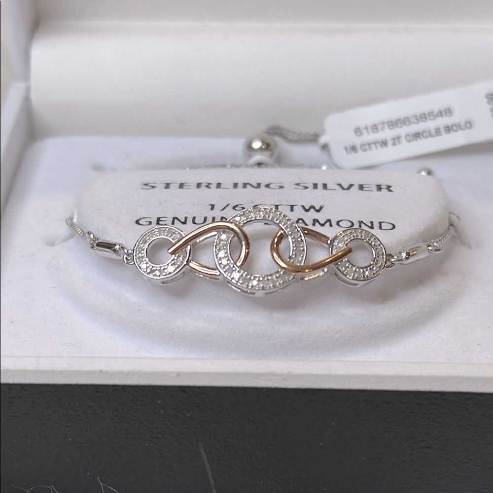 RH Macy Sterling Silver Two Tone Diamond Bracelet